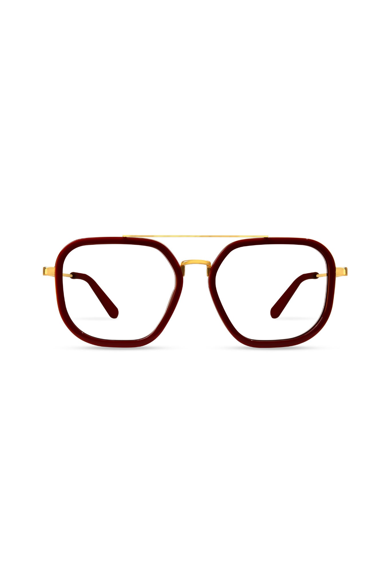 Halle Gold/Maroon Frame Glasses-image