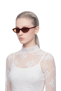 Dima dina burgundy sunglasses feature glamorous cat-eye feminine chic
