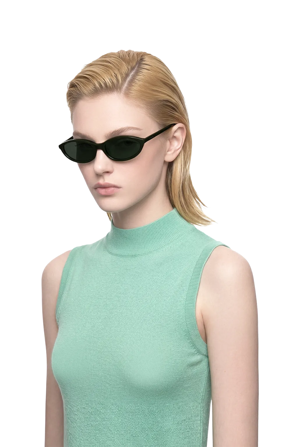 Dima dina dark green sunglasses feature cool cat-eye feminine chic