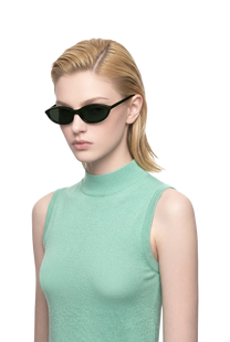 Dima dina dark green sunglasses feature cool cat-eye feminine chic