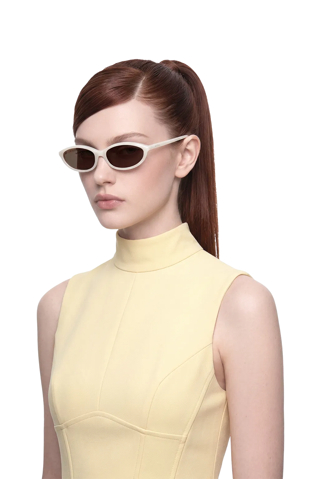 Dima dina series milky white sunglasses feature soft cat-eye feminine chic