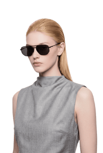 Dima Rydar black aviator sunglasses exude calm feminine poise