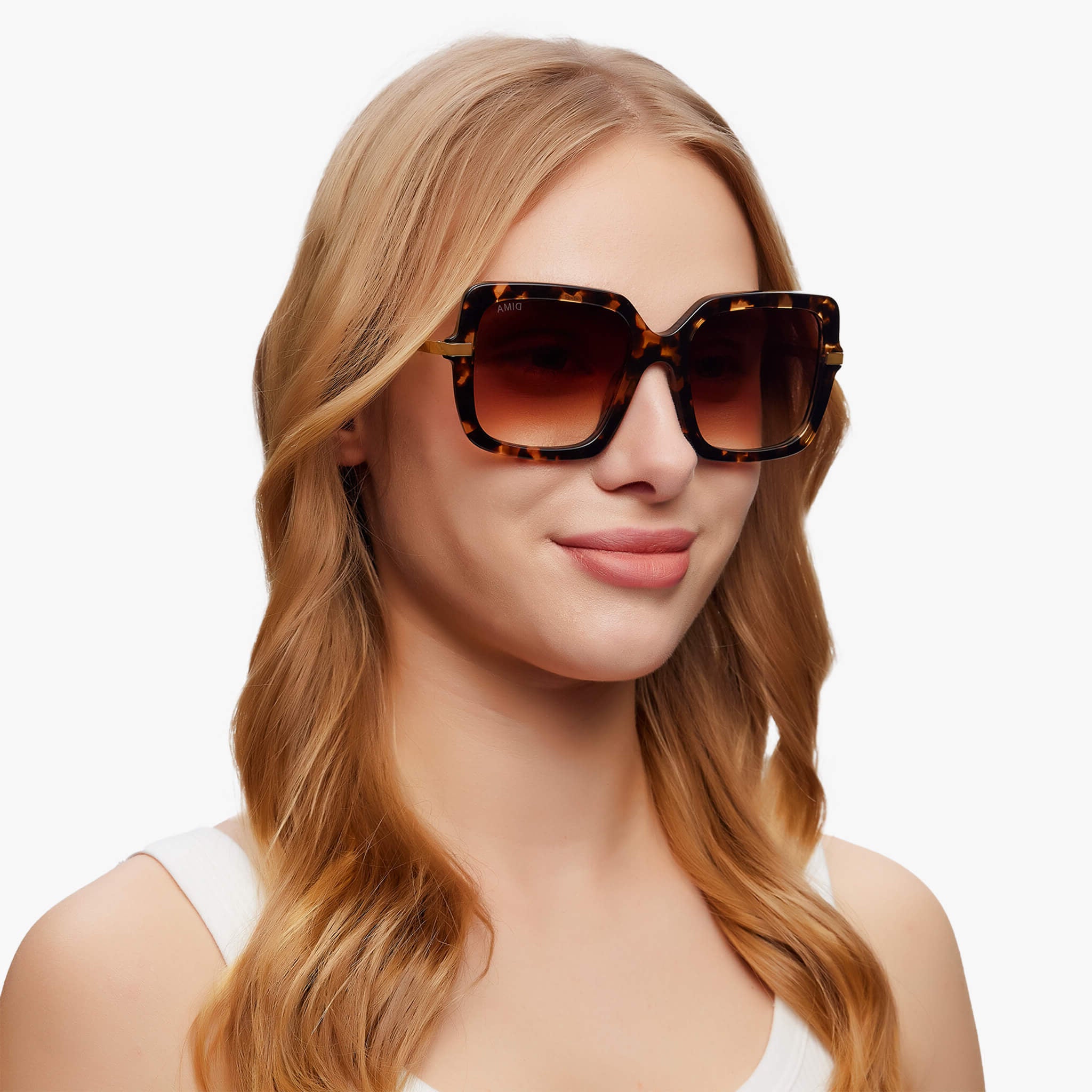 dima sunglass deena blonde tortoise frame brown gradient lens model 2