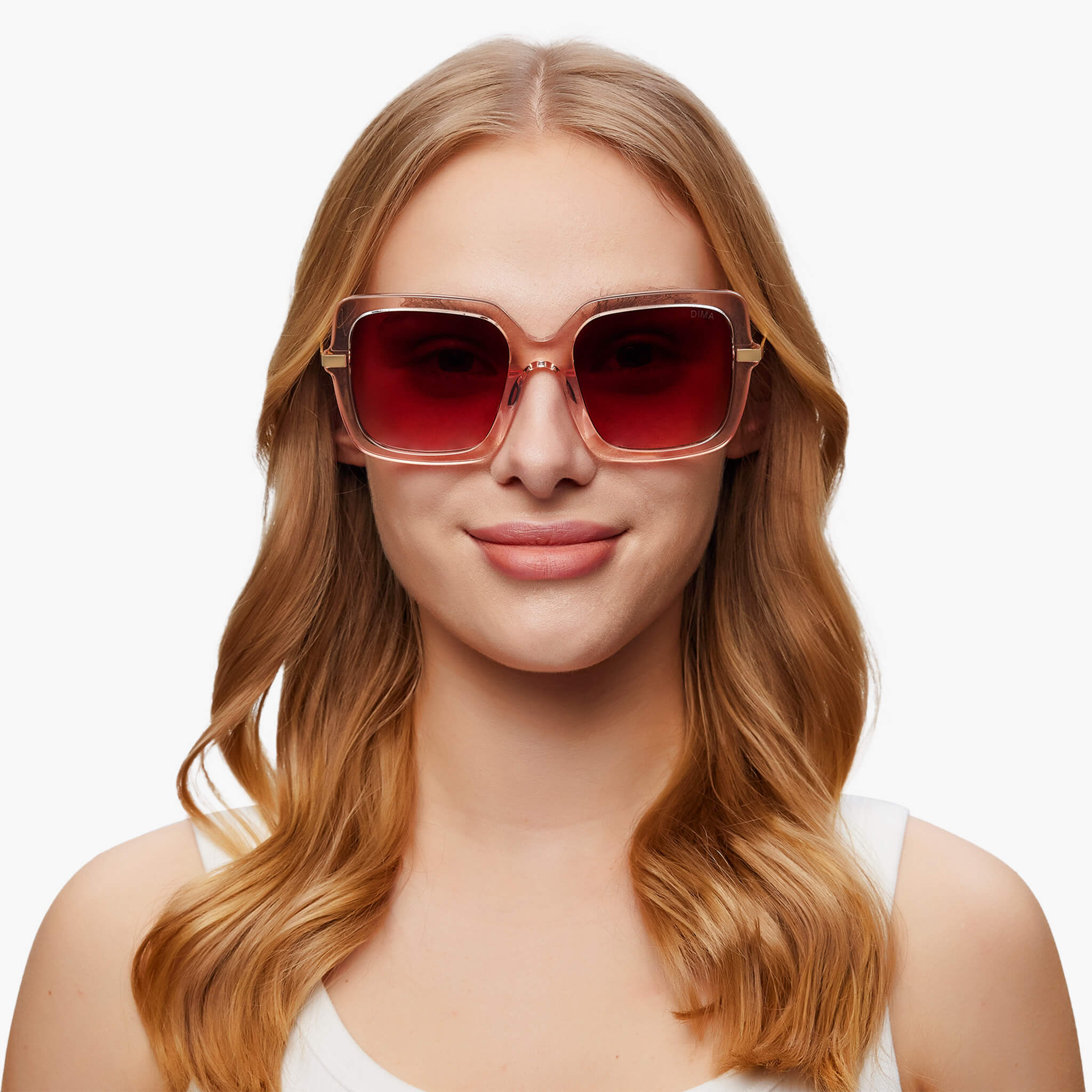 dima sunglass deena crystal pink frame red gradient lens model 1