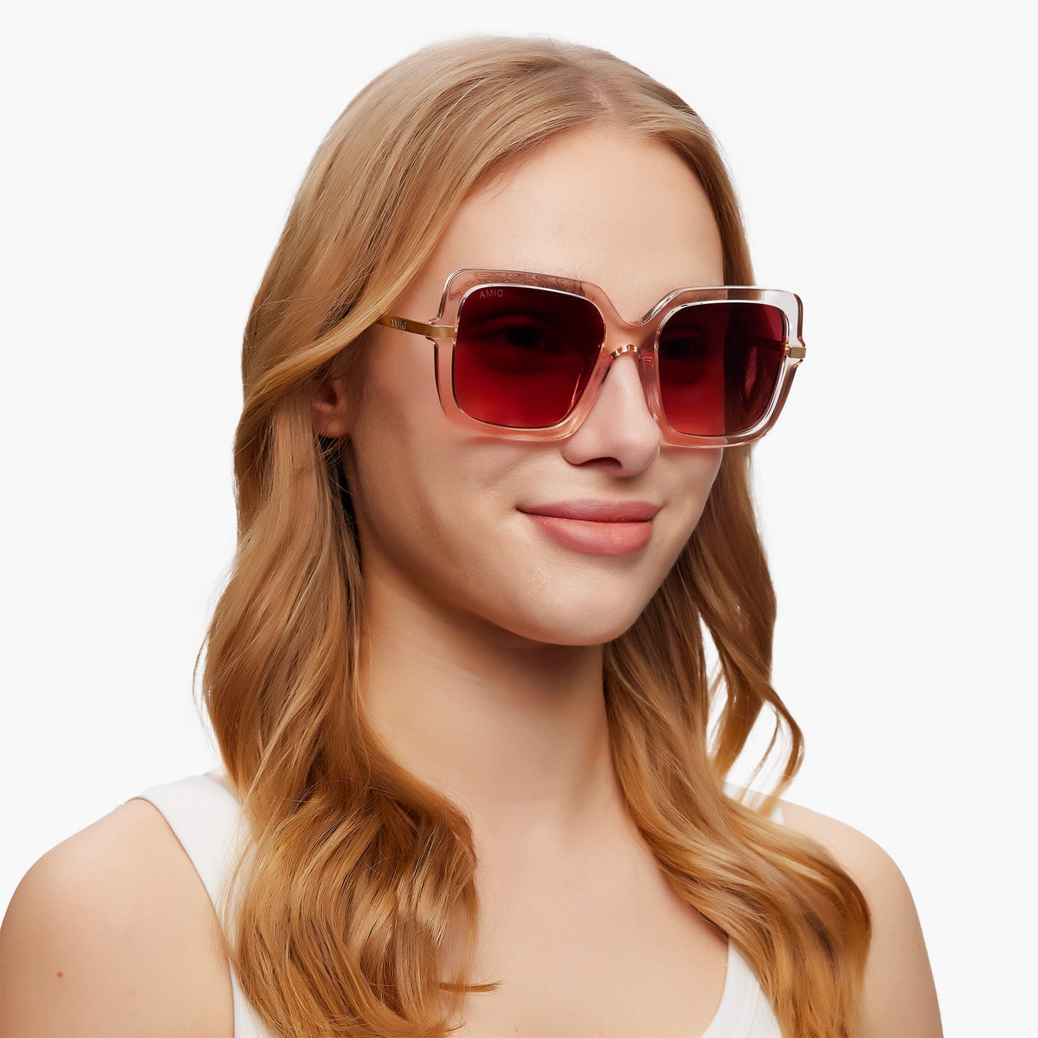 dima sunglass deena crystal pink frame red gradient lens model 2