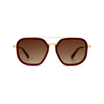 dima sunglass halle gold maroon frame brown gradient lens 1