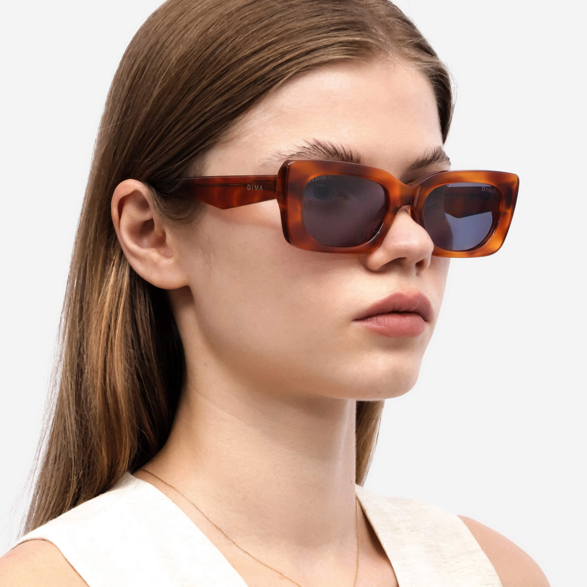 dima sunglass lola amber tortoise frame dark blue lens model 2