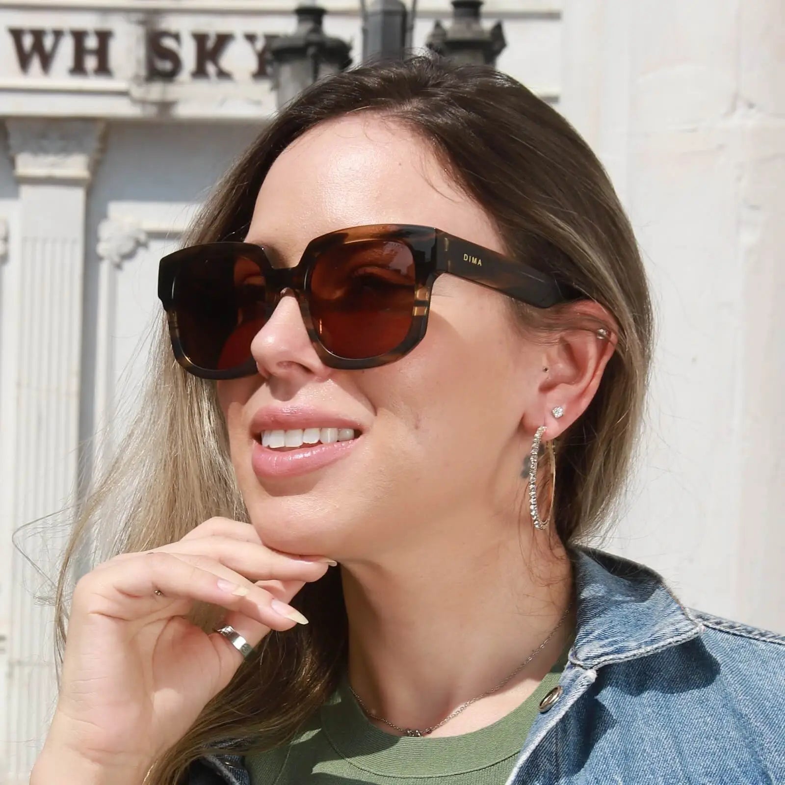 dima sunglass luna brown tortoise frame brown lens look 2