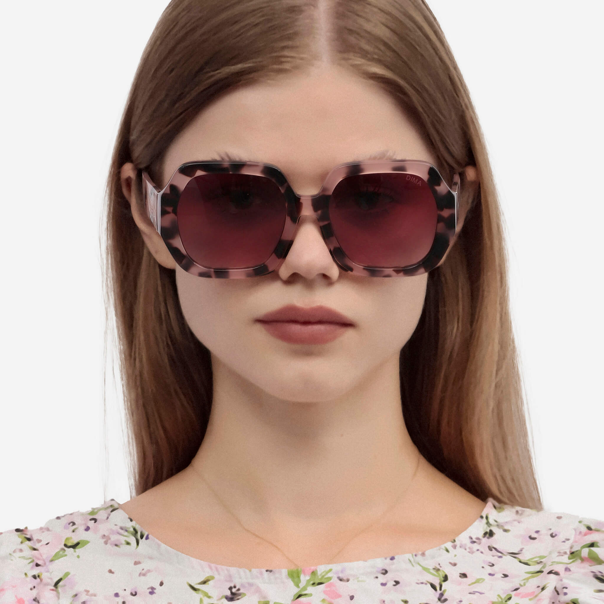 dima sunglass sienna pink tortoise frame red gradient lens model 1